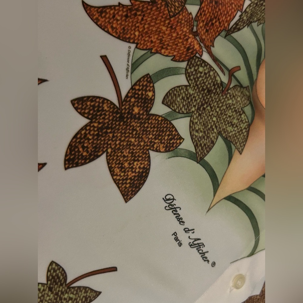 Stunning Autumn DEFENSE B’AFFICHER Blouse Leaf Medium Fall Shirt Top Vintage 90s - Picture 13 of 16